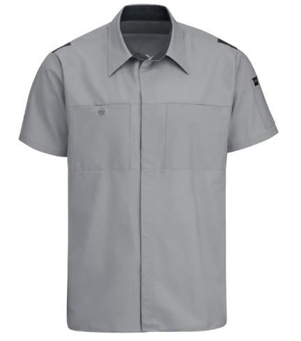 CAMISA MC PERFORMANCE PLUS PARA TALLER CON TECNOLOGIA OIL BLOCK LIGHT GREY CHARCOAL S-RED KAP