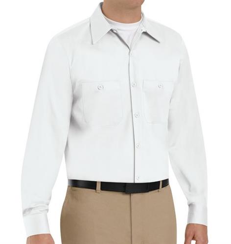 CAMISA ML DE TRABAJO DE ALGODON RESISTENTE A ARRUGAS WHITE M-RED KAP