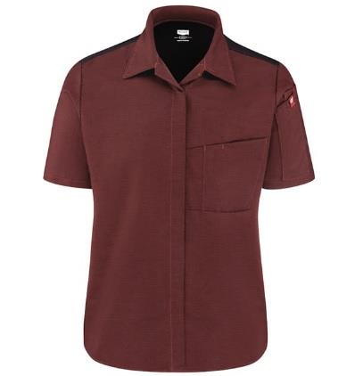 CAMISA PARA COCINERO CON AIRFLOW Y OILBLOCK MUJER MERLOT BLACK M-RED KAP