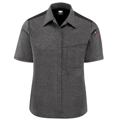 CAMISA PARA COCINERO CON AIRFLOW Y OILBLOCK MUJER CHARCOAL BLACK  S-RED KAP