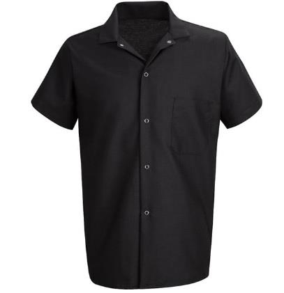 CAMISA PARA COCINERO POPELINA 65P/35A NEGRA S-RED KAP