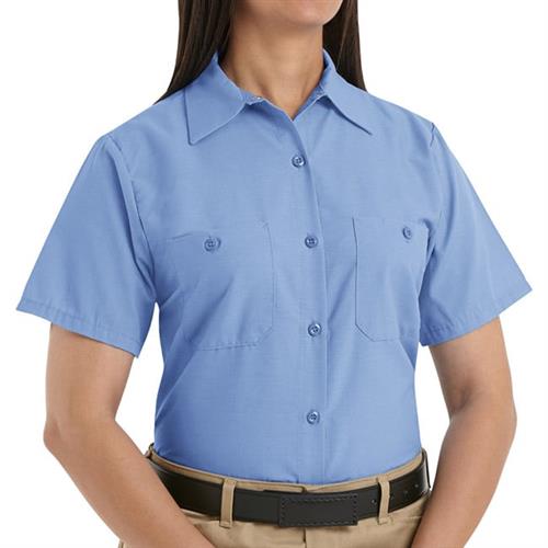 RSP23 BLUSA MC LISA DE TRABAJO INDUSTRIAL 65P/35A 4.25OZ PARA DAMA AZUL CLARO M-RED KAP