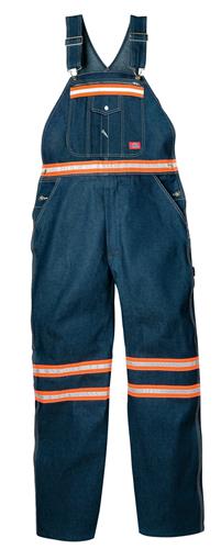 OVEROL DE MEZCLILLA CON PETO P/HOMBRE C/CINTA REFLE 3M NARAN-DICKIES