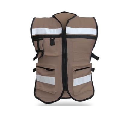 CHALECO RESCATISTA DE GABARDINA KHAKI-MR SEGURIDAD