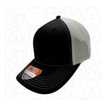 GORRA MESH 50ALG/50POL MALLA PREMIUM 6 GAJOS AJUSTE PLASTIC NEGRO-BLANCO #545-DKPS